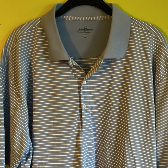 Jack Nicklaus Performance Men's Blue & White Striped Golf Polo Shirt Size XL - Picture 2 of 6